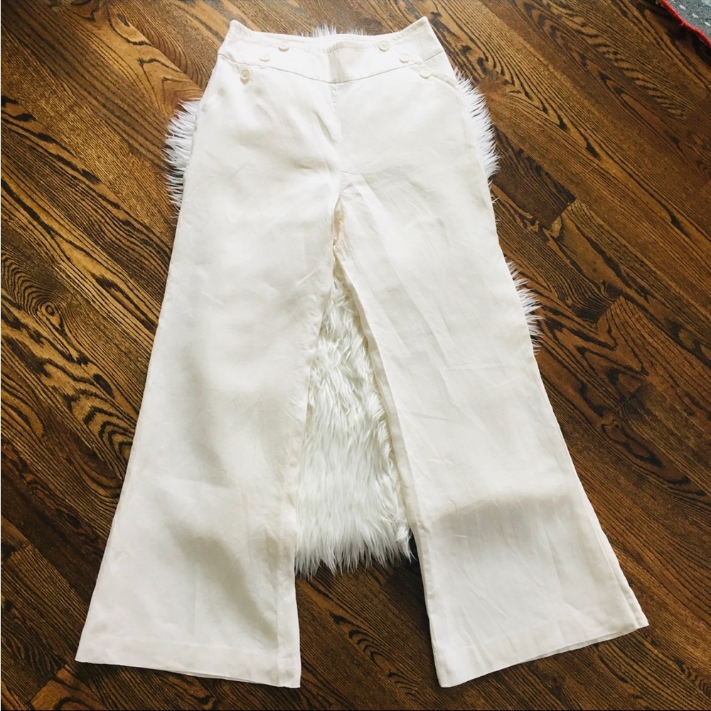 EUC Nine West  wide leg linen white sailor trousers size 10